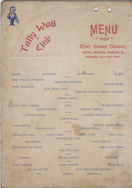 TallyWagClubMenuMarionHotel 1894